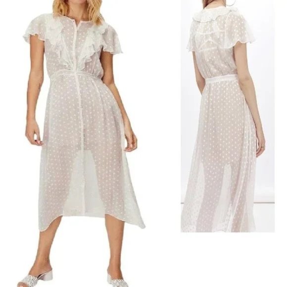 Button-down See-thru Coverup Midi Dress by For Love & Lemons - Picture 2 of 14